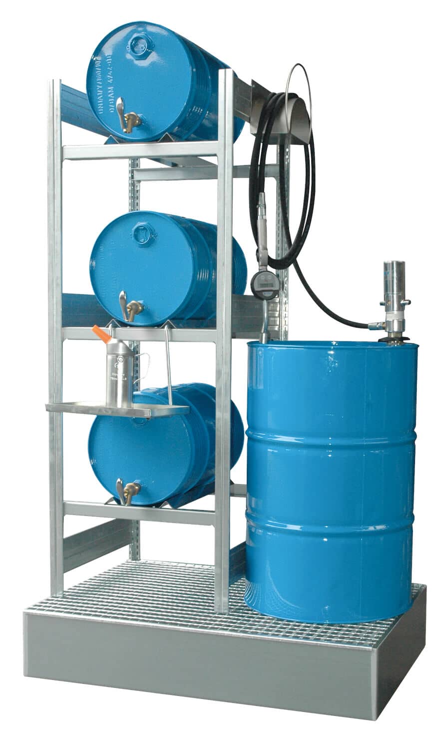 Abfüllplatz AFP 1200/1-P Abfüllplatz zur Lagerung von 3x 60 Ltr.- und 1x 200 Ltr.-Fässern.