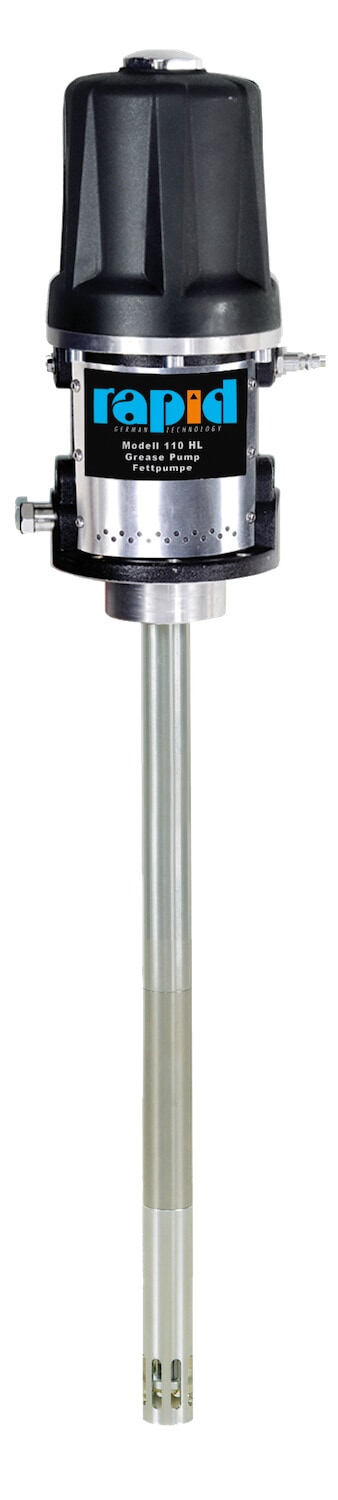 Pneumatische Hochleistungs-Fettpumpe zum Einbau in Leitungssysteme oder direkt auf dem Fass (bis max. 50 kg Fettgebinde)