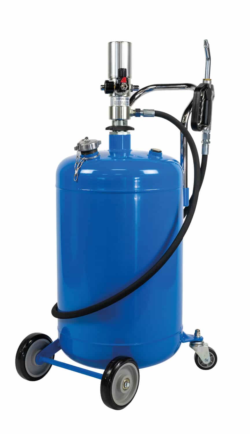 Mobiler Ölspender OSG 80 P Mobiler Ölspender mit 80 Ltr. Behälterinhalt für die Ölabgabe, inkl. pneumatischer Ölpumpe.