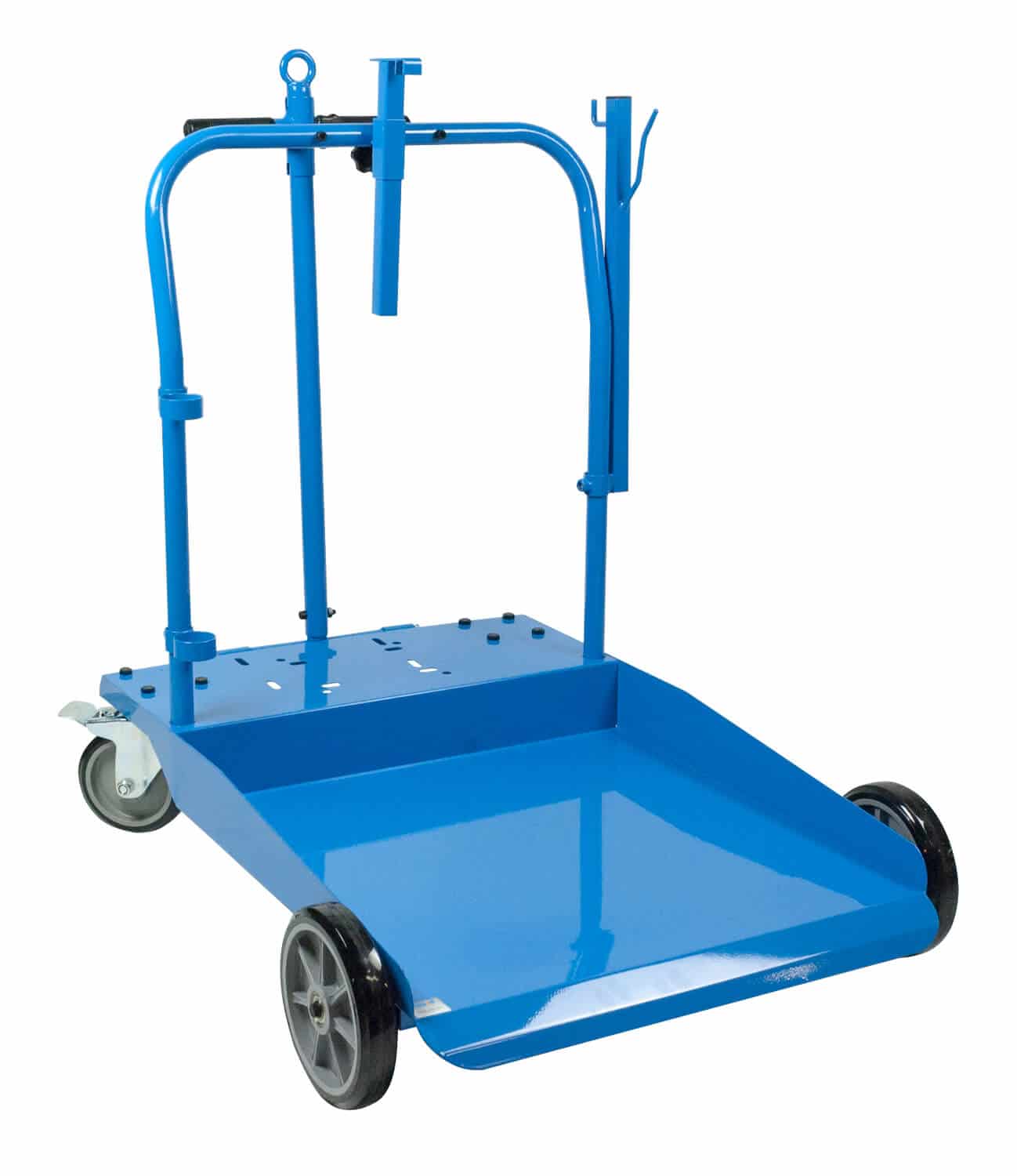 Mobiler Ölwagen für 200 Ltr.-Fässer, aus pulverbeschichtetem Stahlblech in einem ergonomischen und stabilen Design für den täglichen Gebrauch.