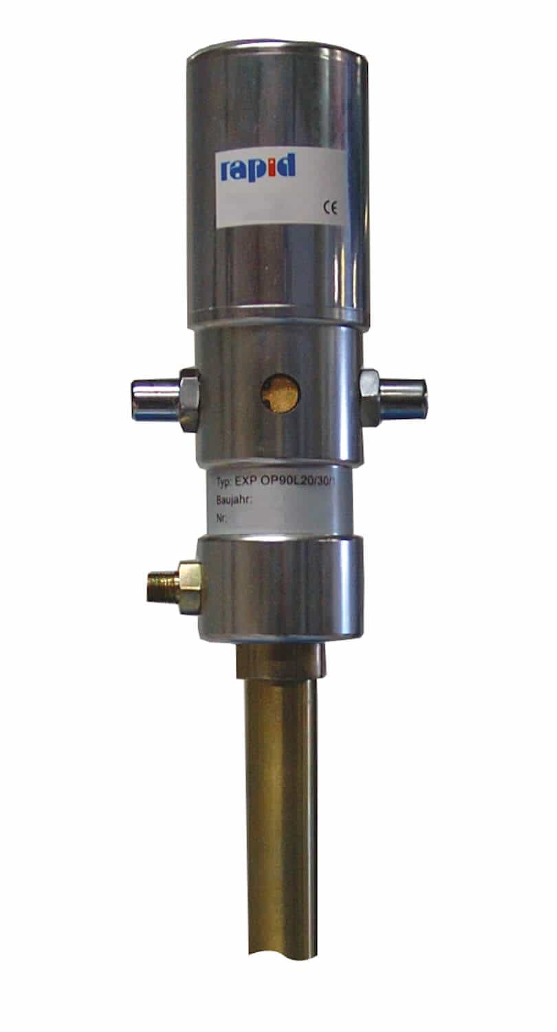 Mit dieser pneumatischen Pumpe können Abschmier- und Mehrzweckfette mühelos verarbeitet werden. Dies funktioniert sowohl beim Einbau in das Leitungssystem als auch bei der Anwendung direkt vom Fass.