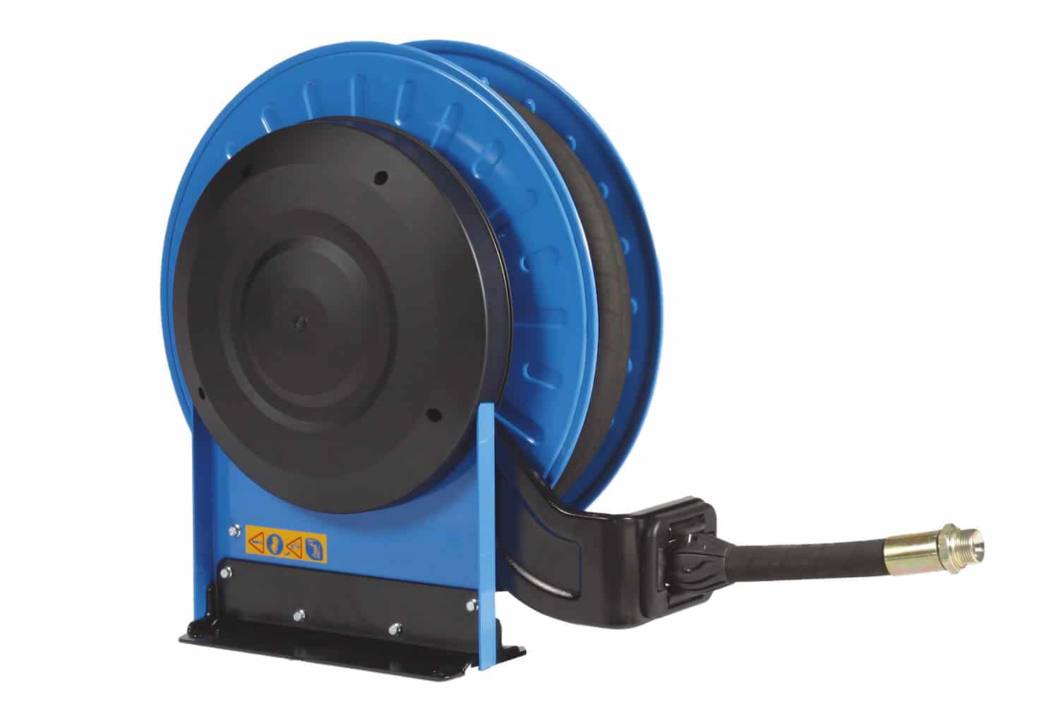 Automatischer Schlauchaufroller für Hochdruck für bis zu 25 m Schlauch DN 12, zur Wand-, Boden- oder Deckenmontage.