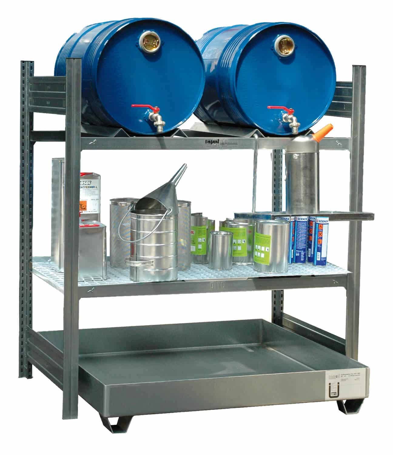 Abfüllplatz AFP 1050/1 Abfüllplatz zur Lagerung von 2x 60 Ltr.-Fässern und 1x Gitterrostauflage.