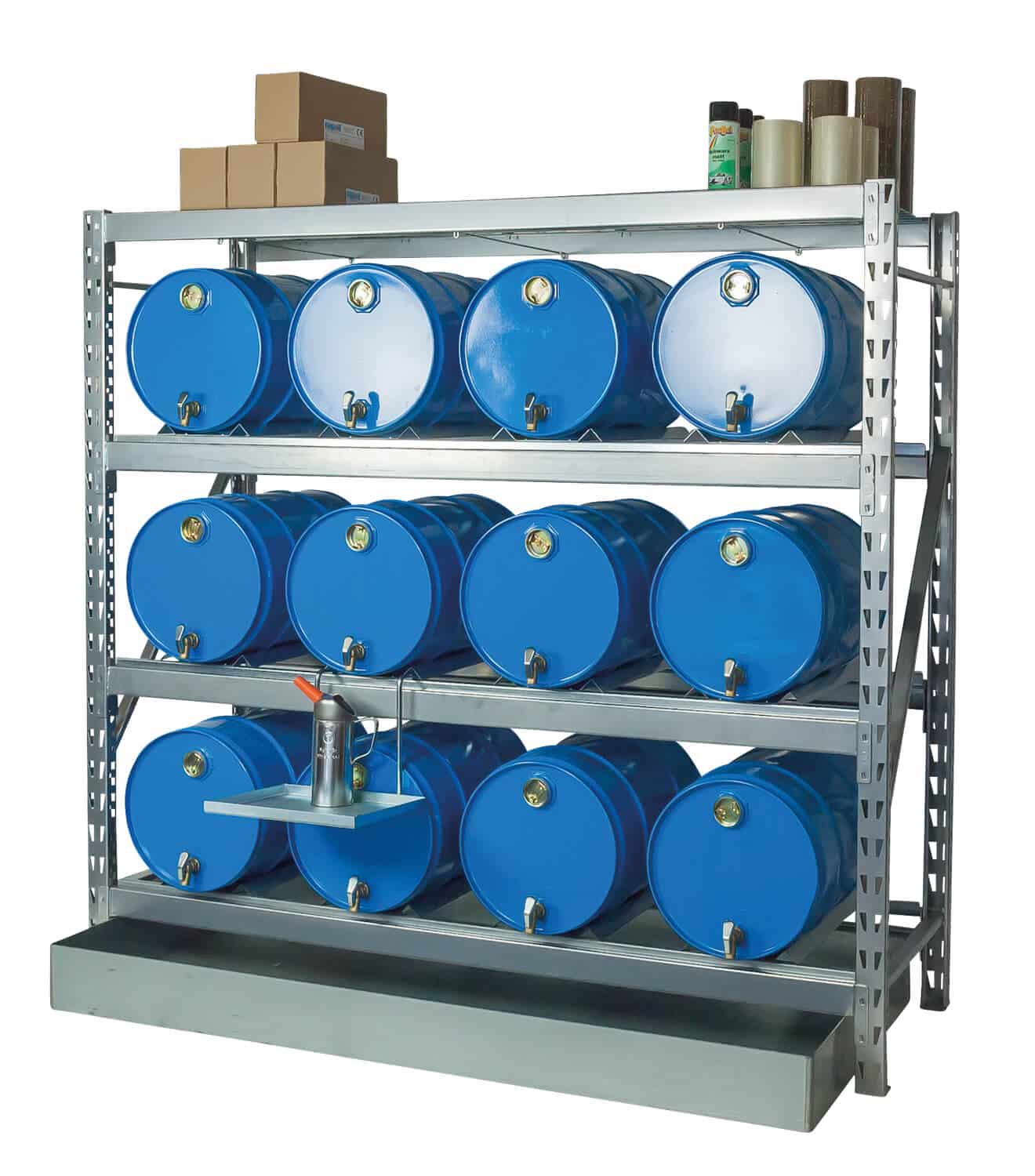 Abfüllplatz AFP 1950/12 Abfüllplatz zur Lagerung von 12x 60 Ltr.-Fässern sowie 1 Gitterrostauflage.