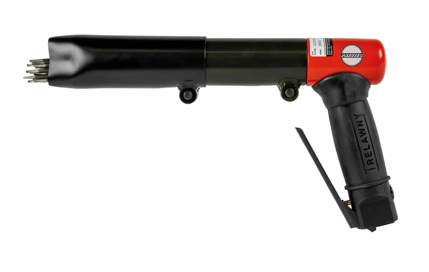 Handlicher Nadelabklopfer in Pistolenform, ausgerüstet mit 19 Nadeln