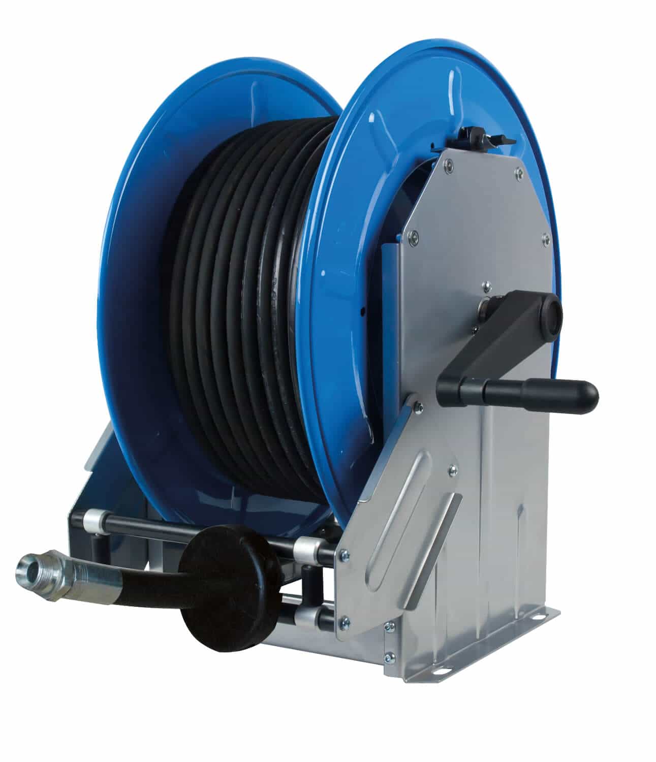 Schlauchaufroller 8.50.25-H Manueller Schlauchaufroller für Luft, Wasser, Öle und Diesel für bis zu 50 m Schlauch DN 25, zur Wand- oder Bodenmontage.