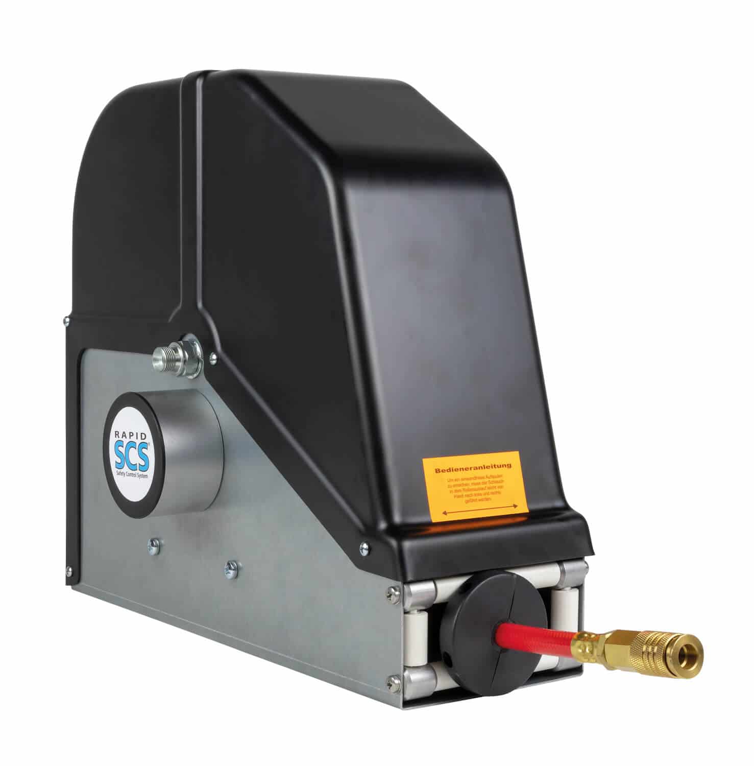 Schlauchaufroller 4.20.10-G/1 Automatischer Schlauchaufroller für Luft mit 20 m Schlauch DN 10 in geschlossener Ausführung, zur Wand-, Boden- oder Deckenmontage.