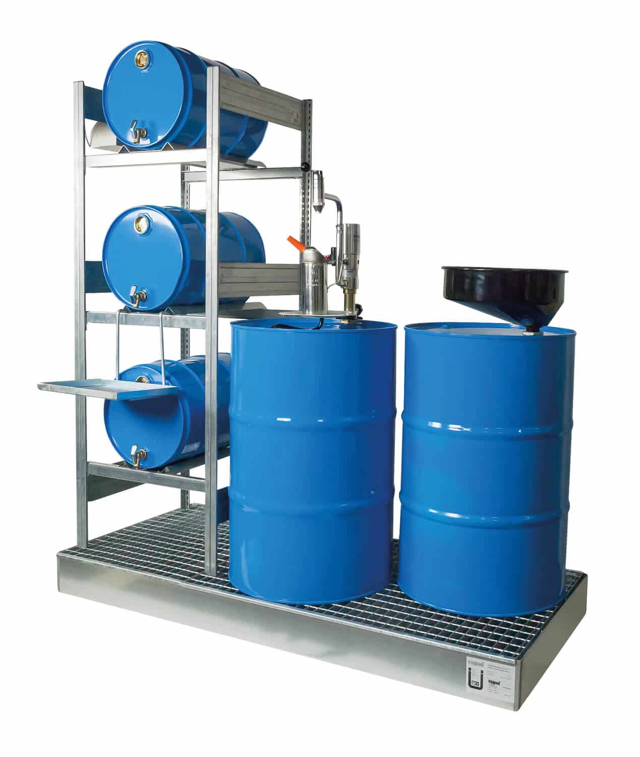 Abfüllplatz AFP 2200/1-PZO Abfüllplatz zur Lagerung von 3x 60 Ltr.- und 2x 200 Ltr.-Fässern.