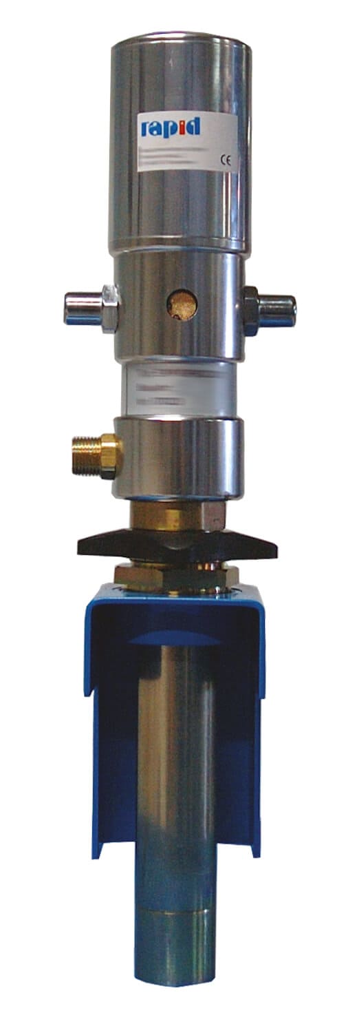 Pneumatische Ölförderpumpe Modell OP 90 D 30/1 K Pneumatische Ölförderpumpe für Schmieröle - speziell Motoren-, Hydraulik- und Getriebeöle - zum Anschluss an Öldruckleitungen. Diese Baureihe wird empfohlen für den Einbau in Leitungssysteme in Verbindung mit einem Schlauchaufroller.