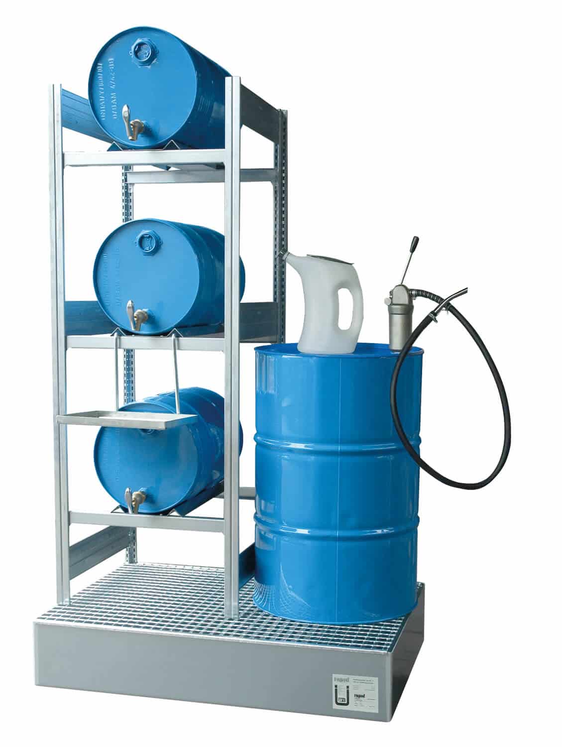 Abfüllplatz AFP 1200/2 Abfüllplatz zur Lagerung von 3x 60 Ltr.- und 1x 200 Ltr.-Fässern.